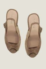 Mykonos Peep Toe Espadrilles | Almond - Aspiga