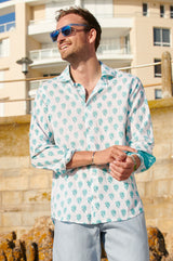 Men's Organic-Cotton-Shirt-Pineapple-Sea-Green
