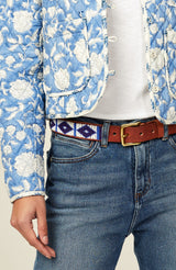 Triangle Leather Belt | White/Maasai Blue