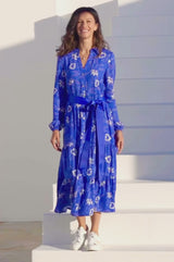 Jessica Shirt Dress | Waterlily Cobalt/Purple