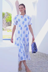 Cordelia Block Print Dress | Daliya Buta Blue
