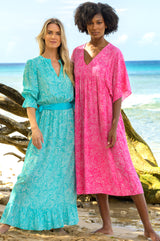 Maeve Tea Dress | Swirl Turquoise/White