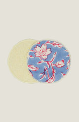 Block Print Face Pads | Japanese Flower Marina Blue