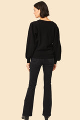 Merino Cashmere Blend V-Neck Jumper | Black