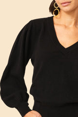 Merino Cashmere Blend V-Neck Jumper | BlackMerino Cashmere Blend V-Neck Jumper | Black
