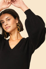 Merino Cashmere Blend V-Neck Jumper | BlackMerino Cashmere Blend V-Neck Jumper | Black