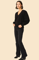 Merino Cashmere Blend V-Neck Jumper | Black