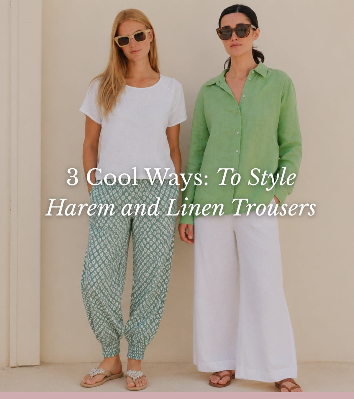 Two women modelling Aspiga outfits, there is a guide on 5 staple pieces eveyone should buy this summer.
