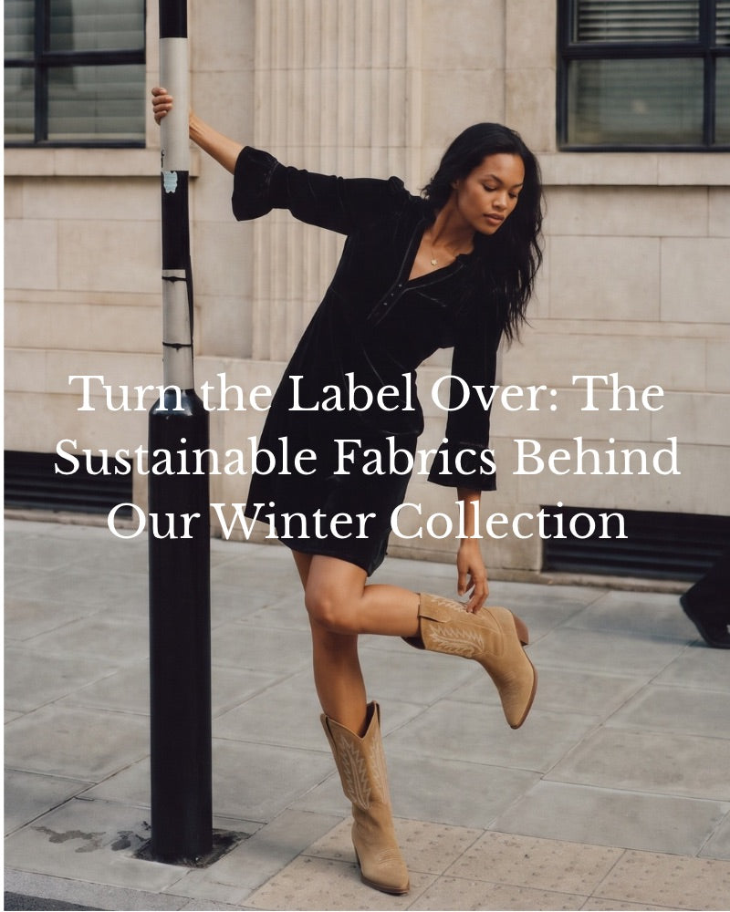 Model wearing the Elsie Short Velvet Dress in the street 