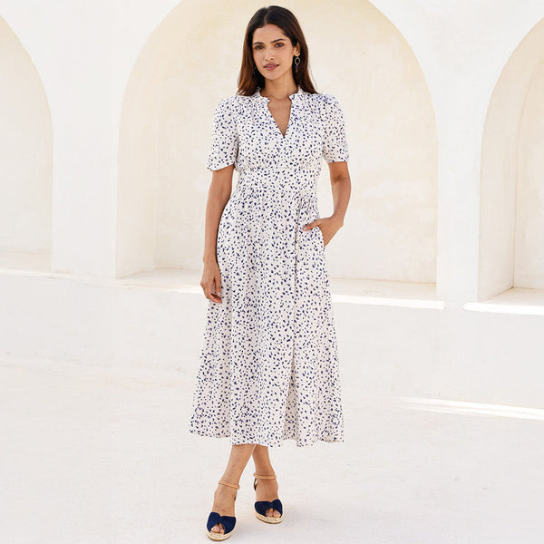 white christmas dresses Cheesecloth Swing Dress in Navy