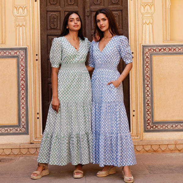 chinese dress ladies Aspiga Womens Sustainable Mykonos Maxi Dress Organic Cotton Summer Holiday  Beach Cover Up White Blue