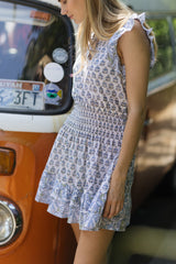 Mini Macy Dress | White/Green/Light Blue