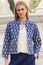 Cotton Printed Quilted Reversible Jacket | Navy/White