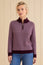 Merino Wool Stripe Quarter Zip Jumper | Burgundy/Pink
