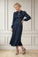 Satin Jacquard Spot Dress | Navy