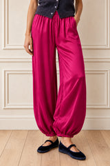 Viscose Satin Balloon Trouser | Fuchsia