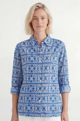Tiana Organic Cotton Shirt | Blue/White