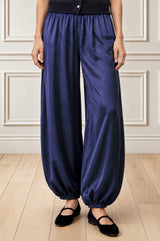 Viscose Satin Balloon Trouser | Navy