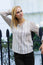 Vienna Printed Long Sleeve Blouse | Taupe/Off White