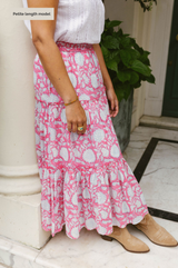 Becks Organic Cotton Block Print Skirt | Sunflower Pink/Cobalt