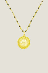 Beaded Coin Necklace | Gold/Black