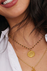 Beaded Coin Necklace | Gold/Black