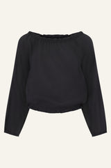 Ilana Long Sleeve Frill Gauze Top | Black