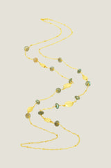 Long Beaded Necklace | Gold/Grey