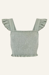 Bryony Cheesecloth Top | Light Khaki