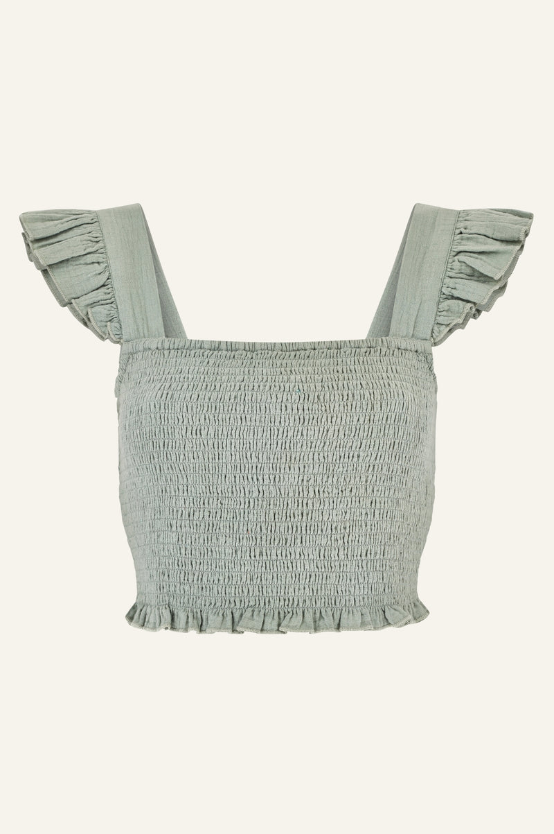 Bryony Cheesecloth Top | Light Khaki