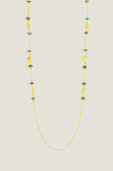 Long Beaded Necklace | Gold/Grey