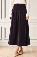 Dropped Waist Baby Cord Skirt | Aubergine