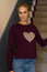 Cashmere Crew Neck Heart Jumper | Burgundy/Oat