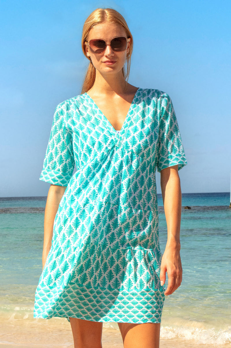 Womens Aspiga Blue Santorini Cotton Dress XL Womens Aspiga Blue Santorini Cotton Dress XL