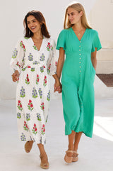 Tessa Organic Cotton Cheesecloth Dress | Green - Aspiga