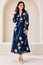 RHS Printed V Neck Chiffon Dress | Navy