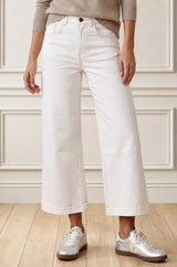 Denim Wide Leg Crop Jeans | Ecru