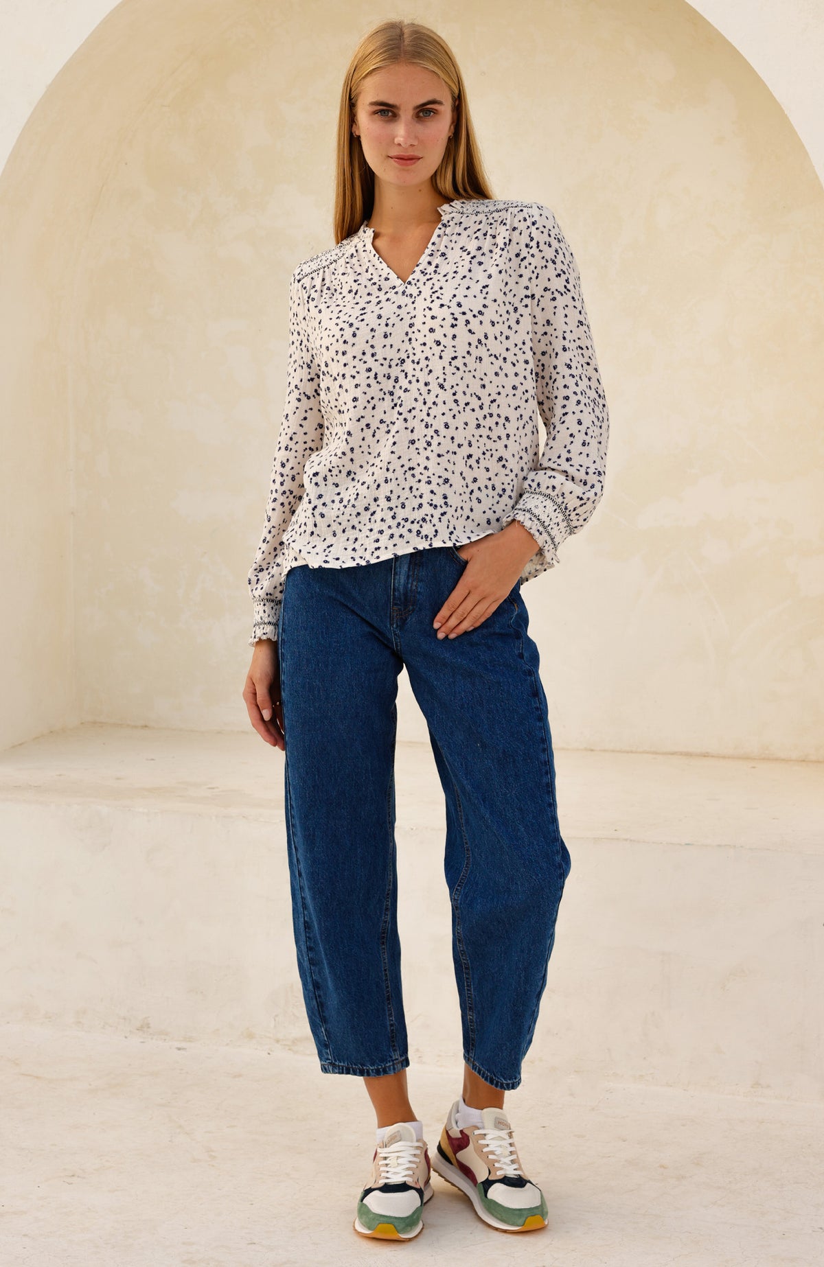 Aspiga Sustainable Womens Printed Smocked Organic Cotton