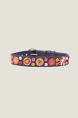 Floral Beaded Dog Collar | Orange/Pink/Red