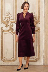 Enid Stretch Corduroy Dress | Burgundy