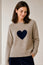 Cashmere Crew Neck Heart Jumper | Oat/Navy