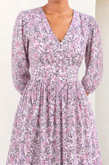 Jyoti Cotton Midi Dress | White/Green/Pink/Sage