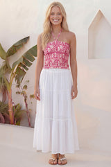 Shirred Bandeau Top | Pink/White