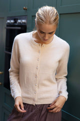 Alpaca Blend Long Sleeve Cardigan | Cream