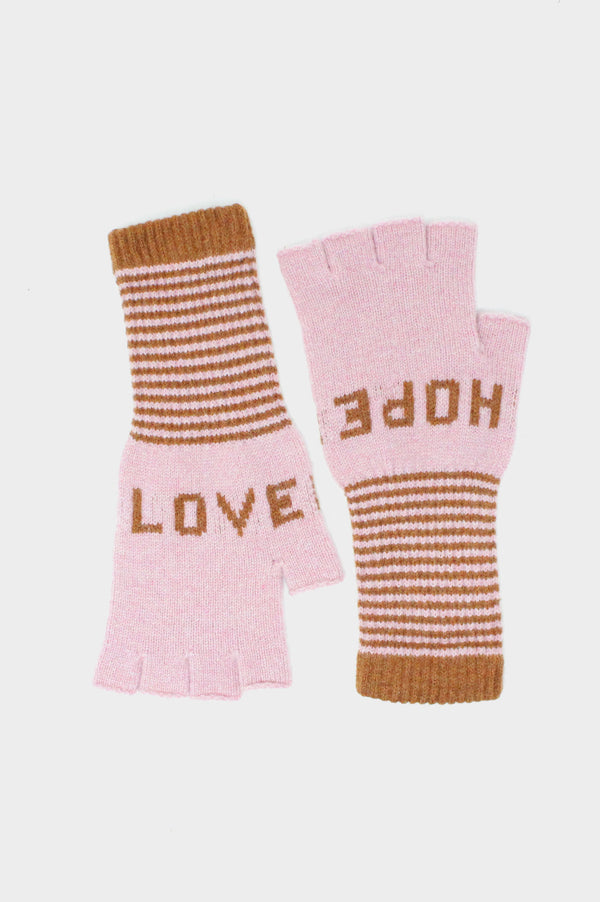 Love Hope Fingerless Gloves | Pink/Chestnut