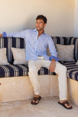 Men's Organic Cotton Shirt | Palm White/Blue - Aspiga