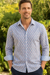 Men's Organic Cotton Shirt | Snowdrop Blue/White