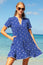 India Embroidered Organic Cotton Dress | Cobalt/White