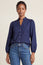 Notch Neck Cotton Poplin Blouse | Navy