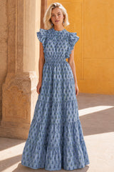 Rose Frill Maxi Dress | Cornflower